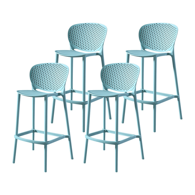 Taburetes de bar contemporáneos de plástico y metal, taburete de bar Bristol con respaldo bajo y reposapiés