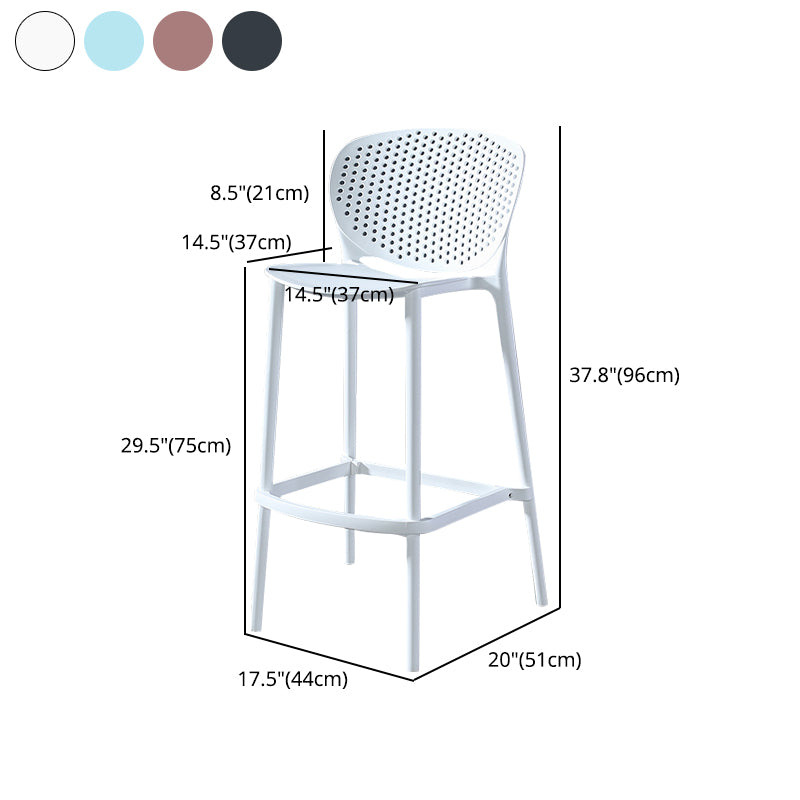 Taburetes de bar contemporáneos de plástico y metal, taburete de bar Bristol con respaldo bajo y reposapiés