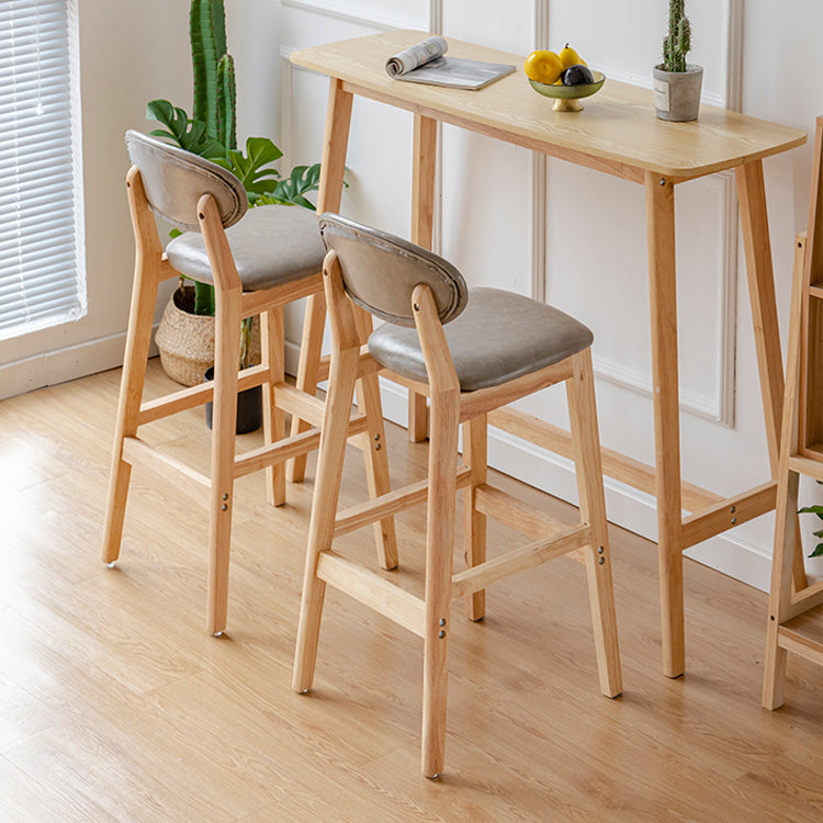 Taburete de bar moderno sin brazos con respaldo, taburete de madera con cojín para cocina