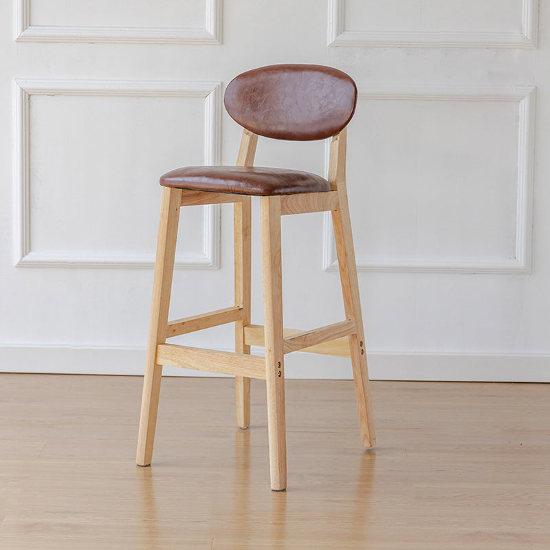 Taburete de bar moderno sin brazos con respaldo, taburete de madera con cojín para cocina