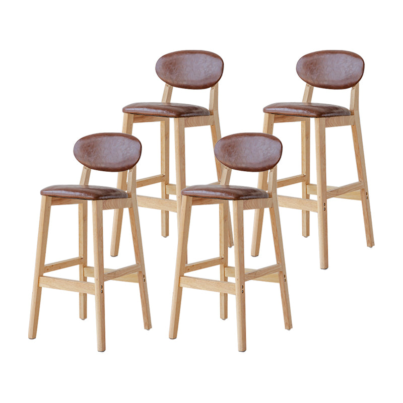 Taburete de bar moderno sin brazos con respaldo, taburete de madera con cojín para cocina