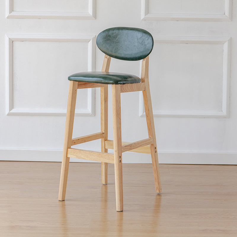 Taburete de bar moderno sin brazos con respaldo, taburete de madera con cojín para cocina