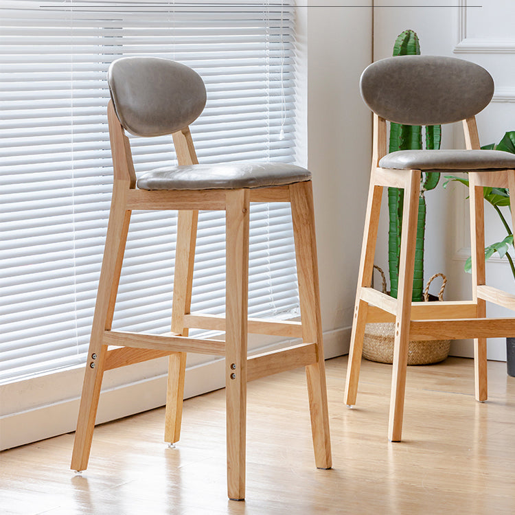 Taburete de bar moderno sin brazos con respaldo, taburete de madera con cojín para cocina