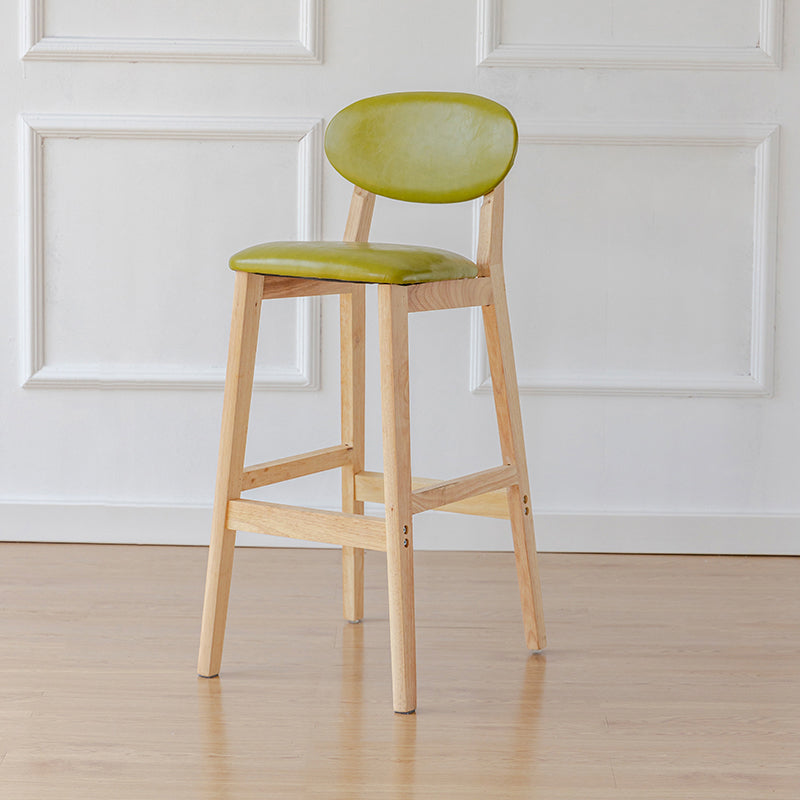 Taburete de bar moderno sin brazos con respaldo, taburete de madera con cojín para cocina