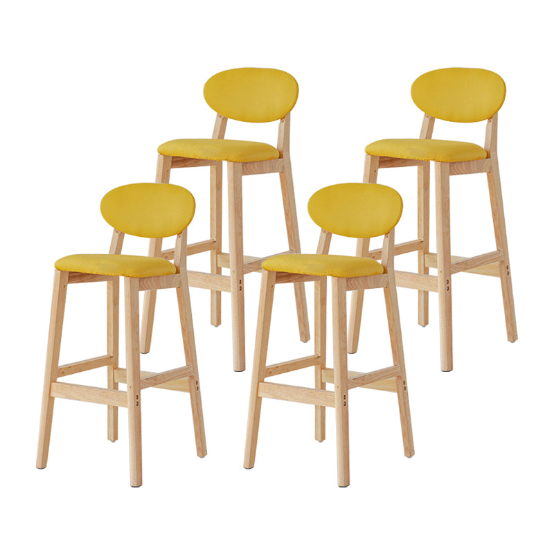 Taburete de bar moderno sin brazos con respaldo, taburete de madera con cojín para cocina
