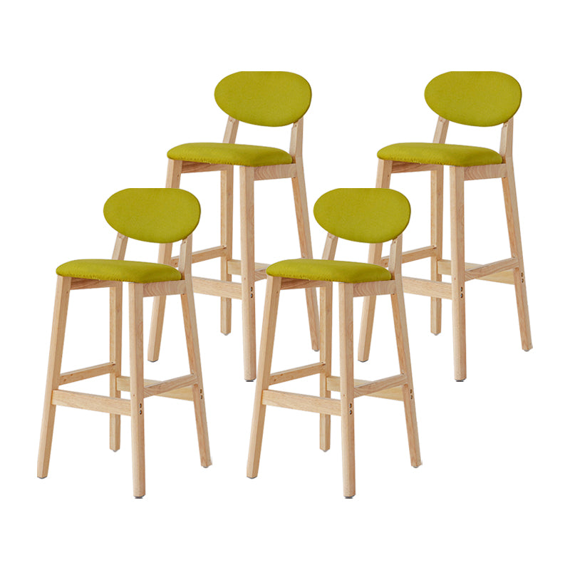 Taburete de bar moderno sin brazos con respaldo, taburete de madera con cojín para cocina