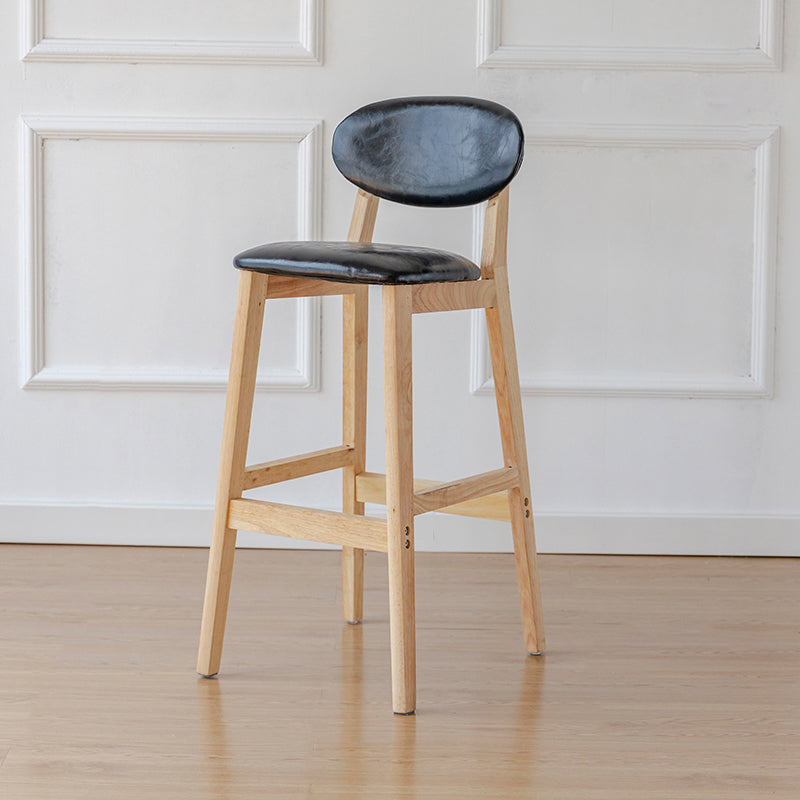 Taburete de bar moderno sin brazos con respaldo, taburete de madera con cojín para cocina