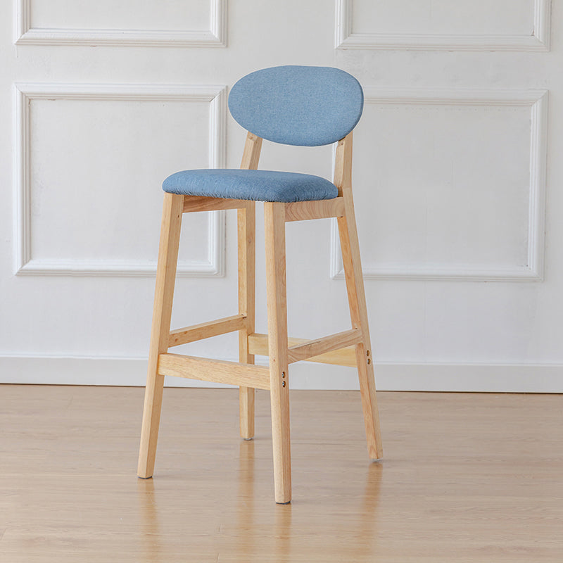 Taburete de bar moderno sin brazos con respaldo, taburete de madera con cojín para cocina