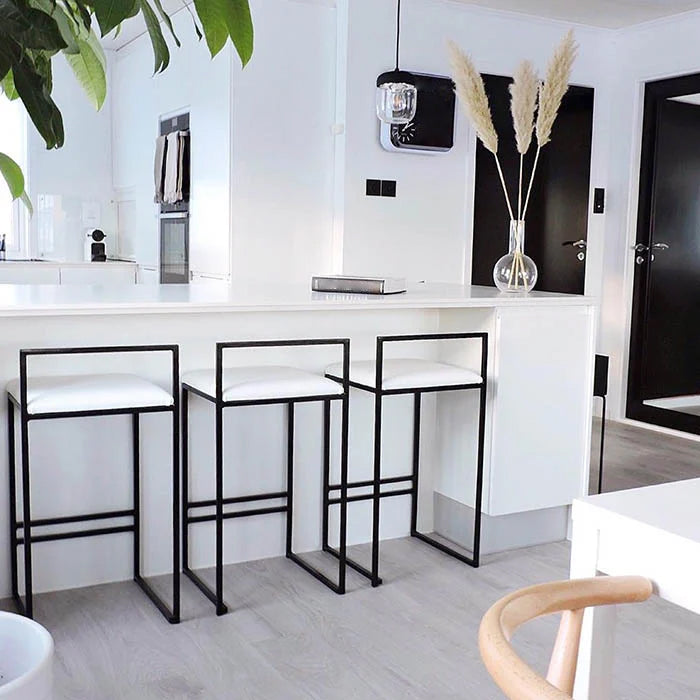 Contemporary Metal Bar Stools Indoor Barstool with Cushion and Low Back for Kitchen