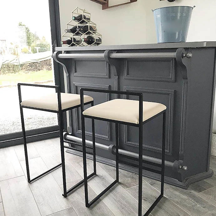 Contemporary Metal Bar Stools Indoor Barstool with Cushion and Low Back for Kitchen