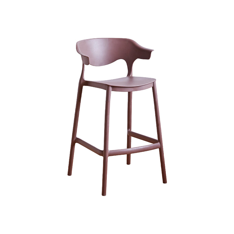 Scandinavia Style Bar-stool Plastic Legs Square Seat Barstool with Low Back for Kitchen