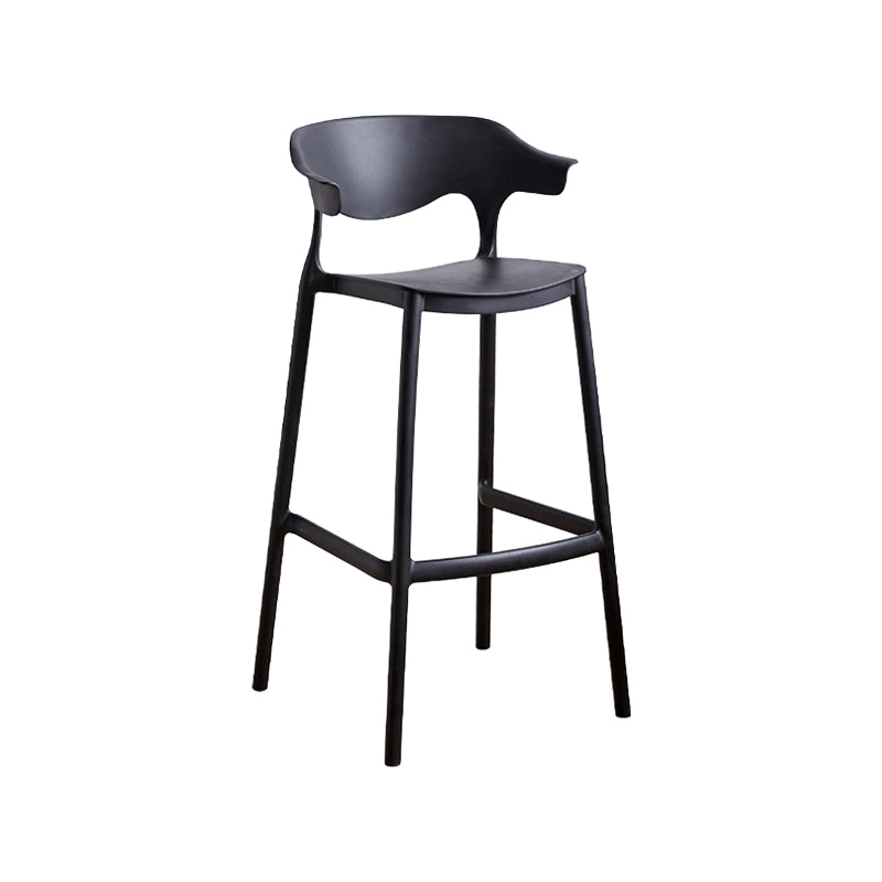 Scandinavia Style Bar-stool Plastic Legs Square Seat Barstool with Low Back for Kitchen