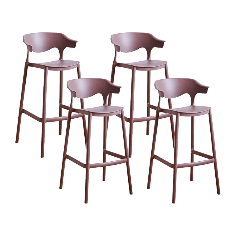 Scandinavia Style Bar-stool Plastic Legs Square Seat Barstool with Low Back for Kitchen
