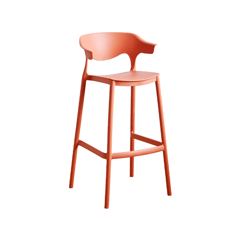Scandinavia Style Bar-stool Plastic Legs Square Seat Barstool with Low Back for Kitchen