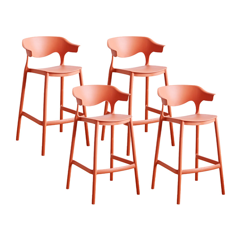 Scandinavia Style Bar-stool Plastic Legs Square Seat Barstool with Low Back for Kitchen