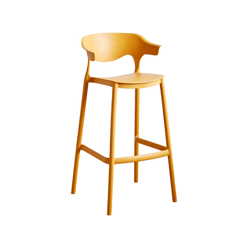 Scandinavia Style Bar-stool Plastic Legs Square Seat Barstool with Low Back for Kitchen