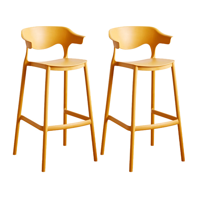 Scandinavia Style Bar-stool Plastic Legs Square Seat Barstool with Low Back for Kitchen