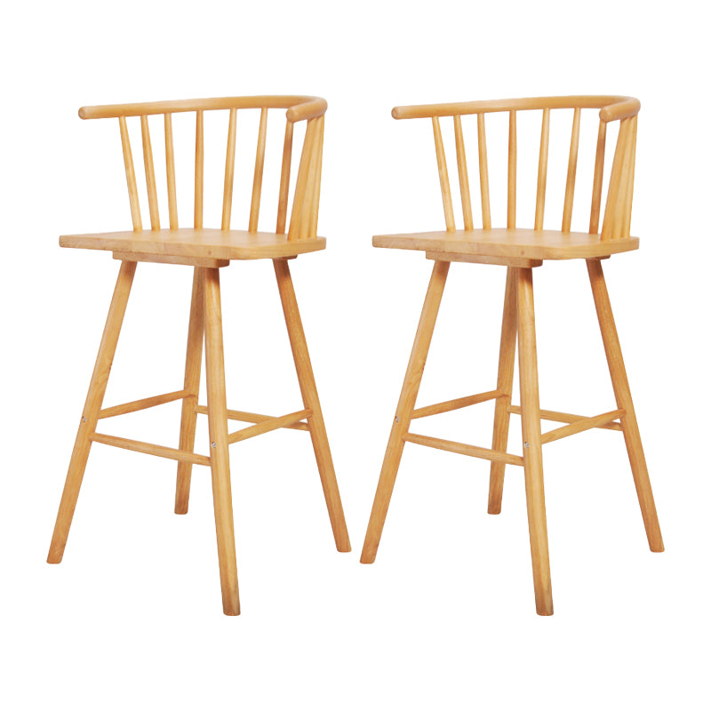 Contemporary Solid Wood Barstools Indoor Bar Stool with Low Back and Wooden Footrest
