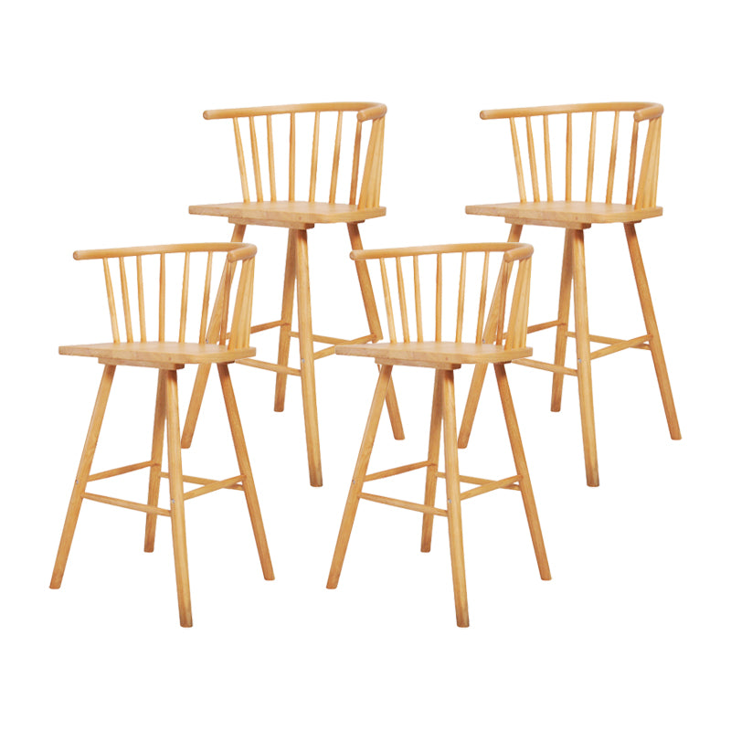 Contemporary Solid Wood Barstools Indoor Bar Stool with Low Back and Wooden Footrest