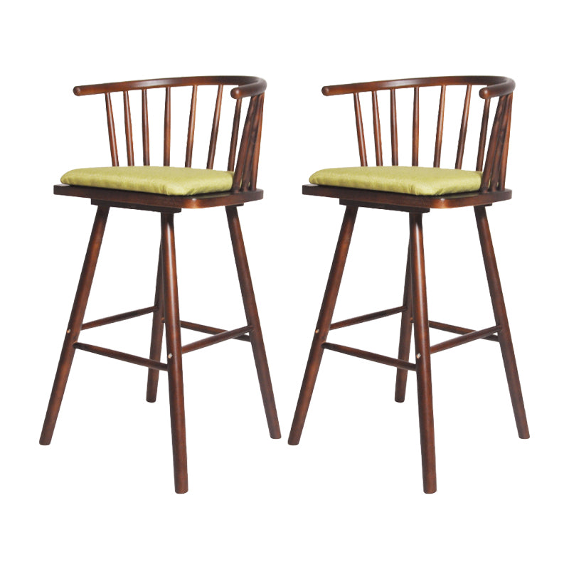 Contemporary Solid Wood Barstools Indoor Bar Stool with Low Back and Wooden Footrest
