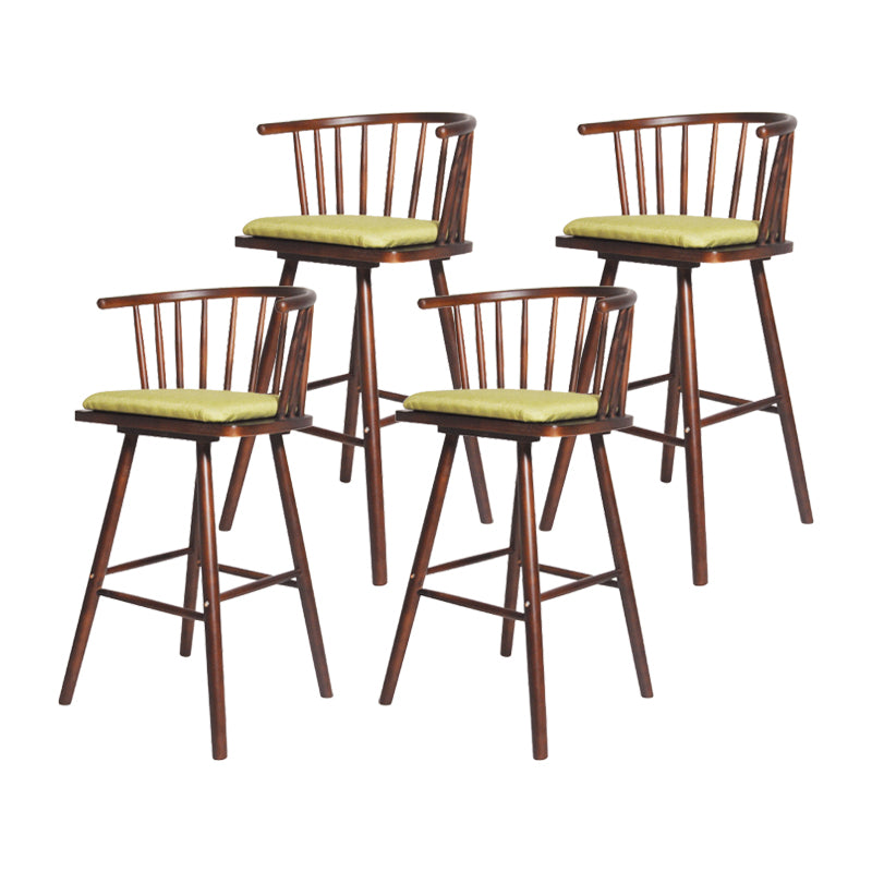 Contemporary Solid Wood Barstools Indoor Bar Stool with Low Back and Wooden Footrest