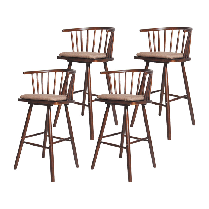 Contemporary Solid Wood Barstools Indoor Bar Stool with Low Back and Wooden Footrest