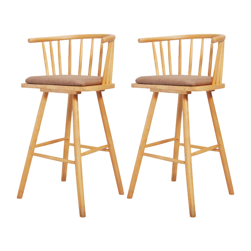 Contemporary Solid Wood Barstools Indoor Bar Stool with Low Back and Wooden Footrest