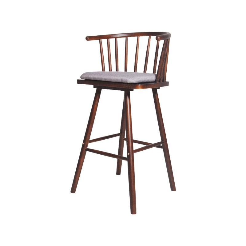 Contemporary Solid Wood Barstools Indoor Bar Stool with Low Back and Wooden Footrest
