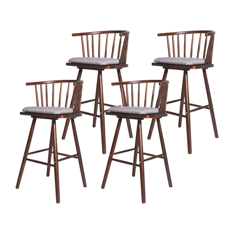 Contemporary Solid Wood Barstools Indoor Bar Stool with Low Back and Wooden Footrest