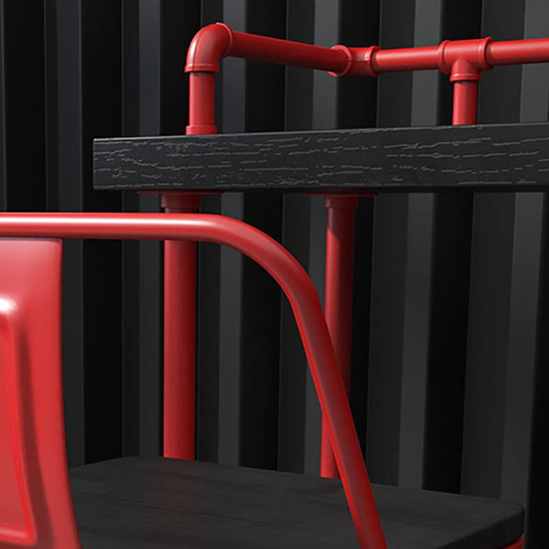 Industrial Wood Bar Table with Rectangle Table Top Red Trestle Table - 45.28" H