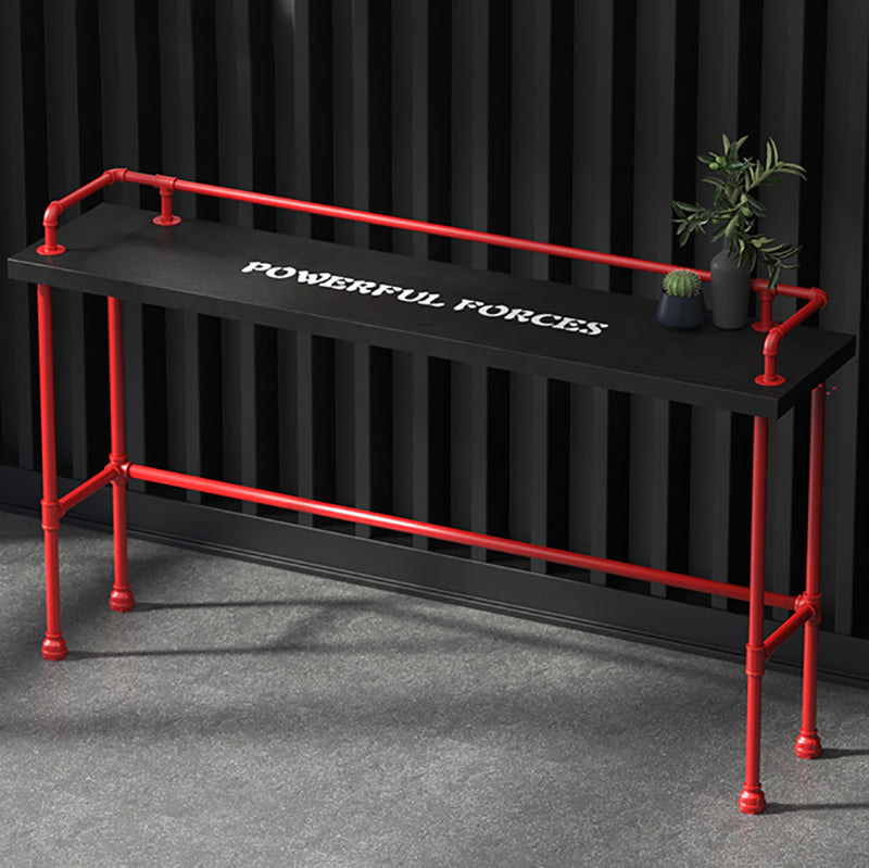 Industrial Wood Bar Table with Rectangle Table Top Red Trestle Table - 45.28" H