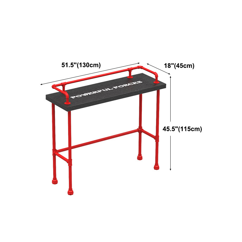 Industrial Wood Bar Table with Rectangle Table Top Red Trestle Table - 45.28" H