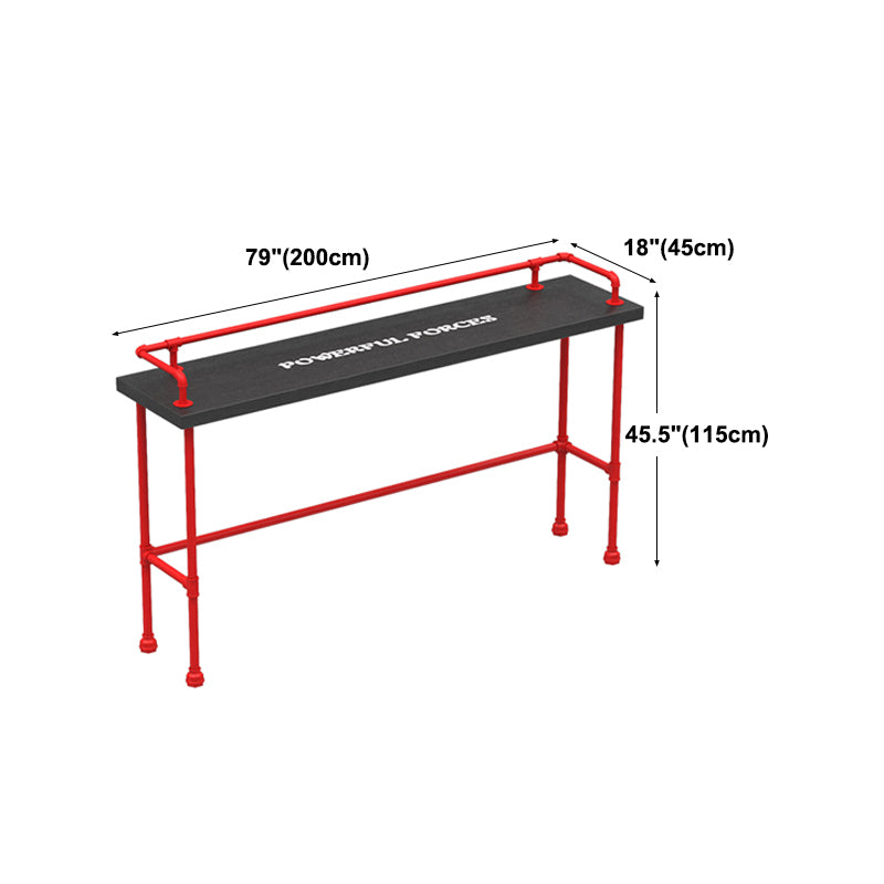 Industrial Wood Bar Table with Rectangle Table Top Red Trestle Table - 45.28" H