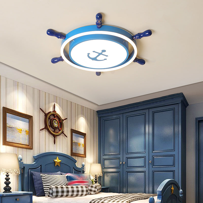 Plafonnier de navigation moderne en métal à 2 lumières pour chambre d'enfant