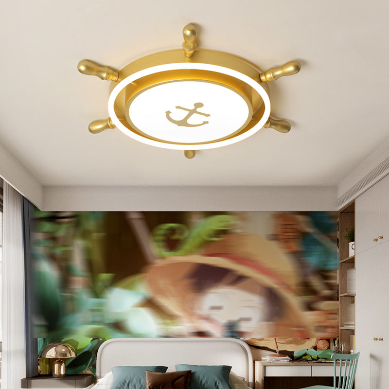 Plafonnier de navigation moderne en métal à 2 lumières pour chambre d'enfant