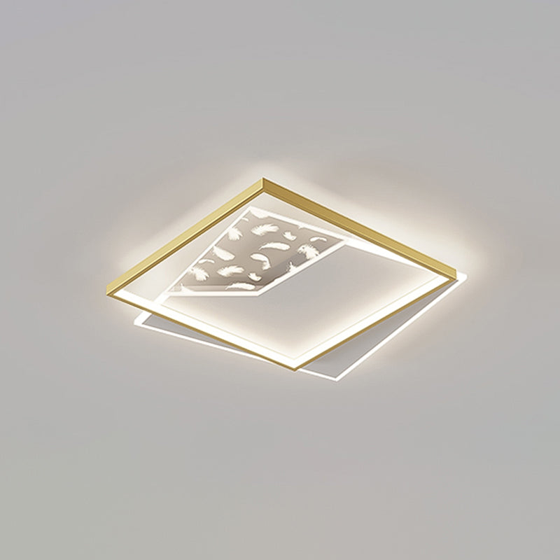 Modern Style Geometry Shape Ceiling Lamp Metal 2 Light Ceiling Lighting for Living Room