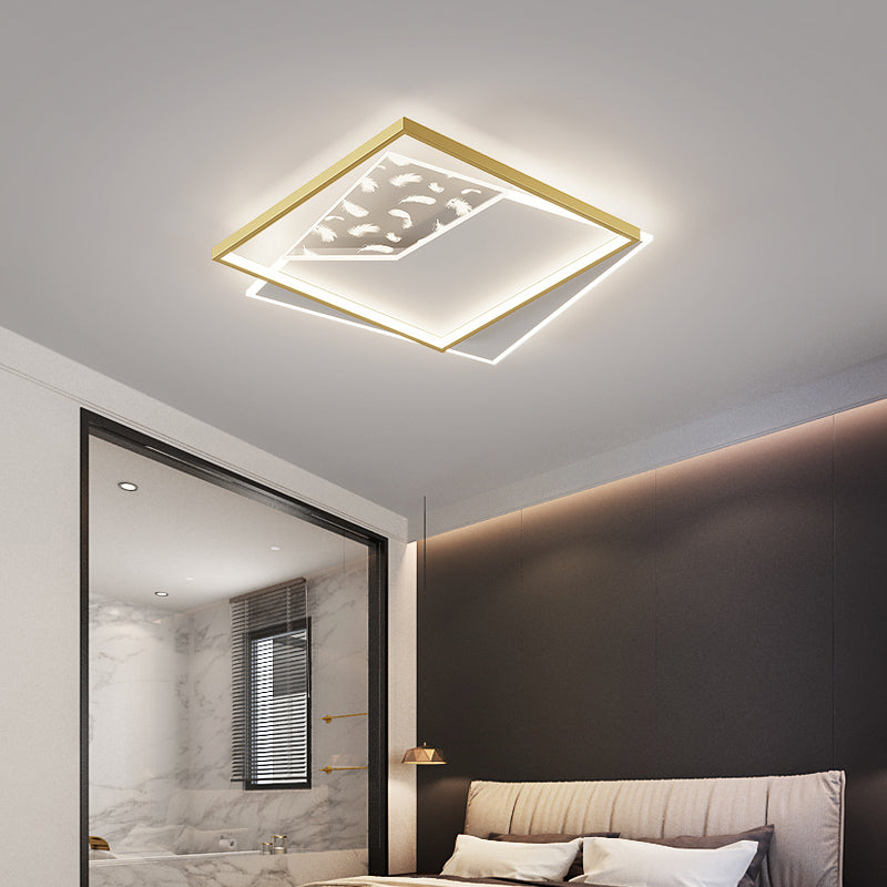 Modern Style Geometry Shape Ceiling Lamp Metal 2 Light Ceiling Lighting for Living Room