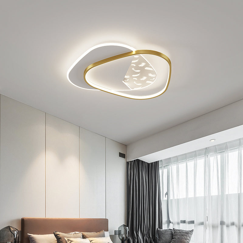 Modern Style Geometry Shape Ceiling Lamp Metal 2 Light Ceiling Lighting for Living Room