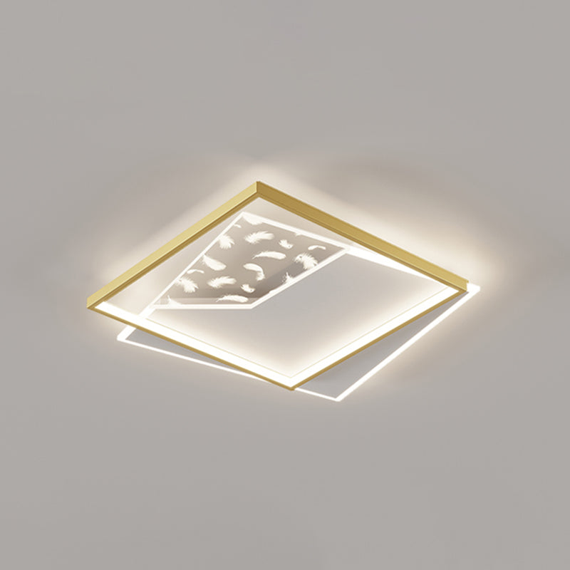 Modern Style Geometry Shape Ceiling Lamp Metal 2 Light Ceiling Lighting for Living Room