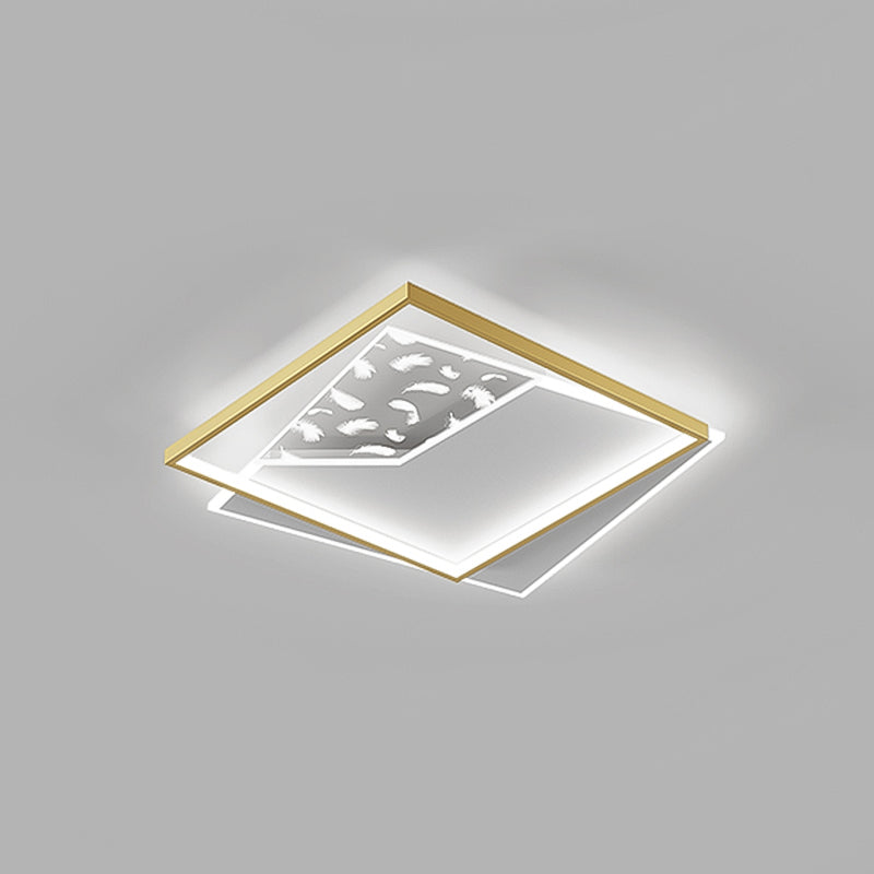 Modern Style Geometry Shape Ceiling Lamp Metal 2 Light Ceiling Lighting for Living Room