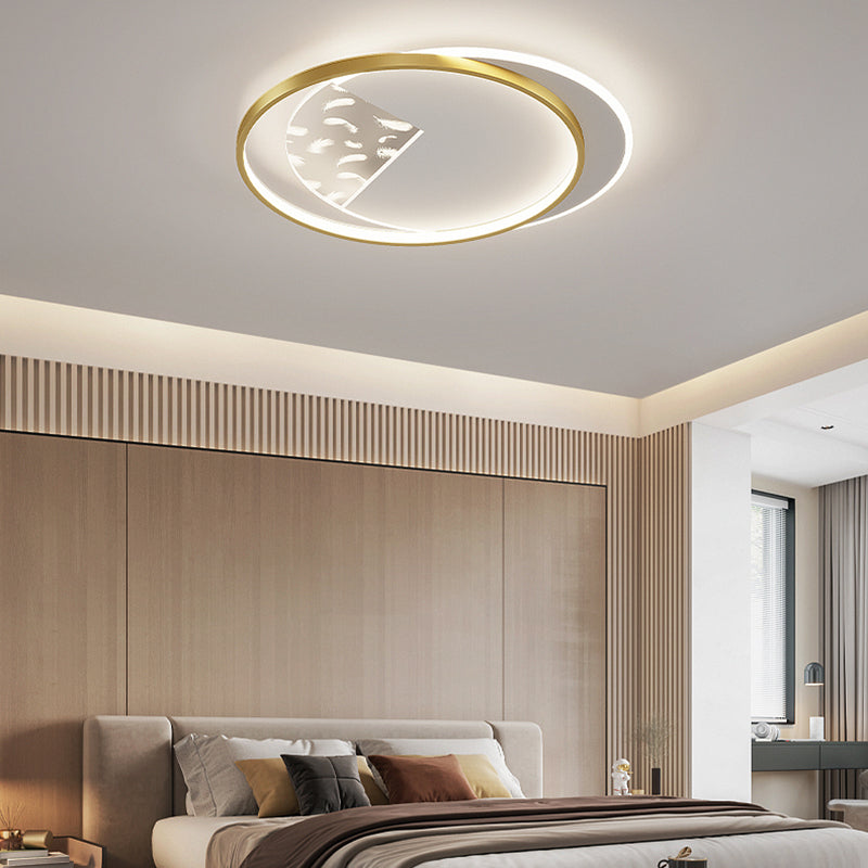 Modern Style Geometry Shape Ceiling Lamp Metal 2 Light Ceiling Lighting for Living Room