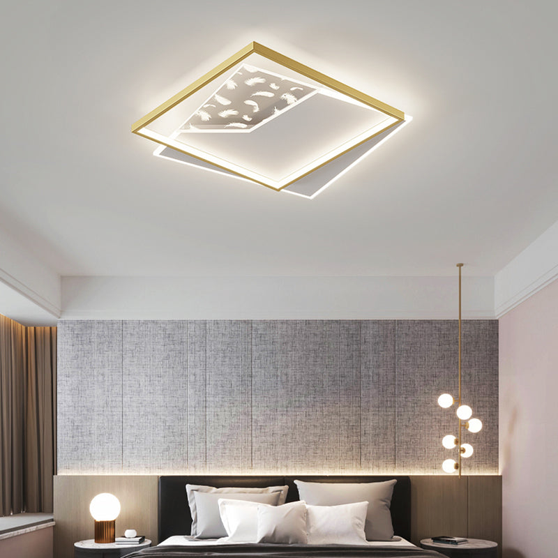 Modern Style Geometry Shape Ceiling Lamp Metal 2 Light Ceiling Lighting for Living Room