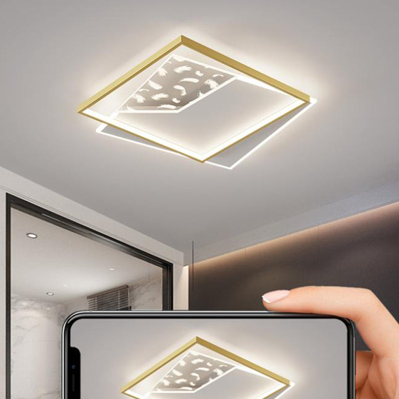 Modern Style Geometry Shape Ceiling Lamp Metal 2 Light Ceiling Lighting for Living Room