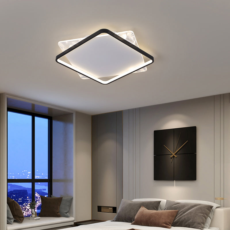 Plafonnier encastré de forme carrée en métal, Style moderne, 2 lumières, luminaires de plafond encastrés