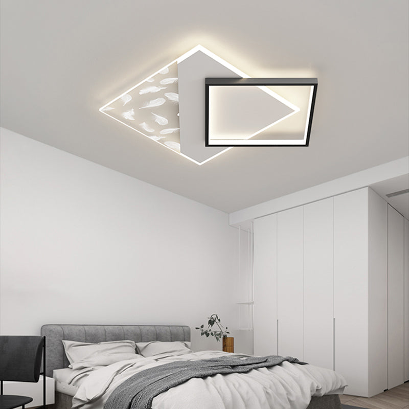 Moderne quadratische Deckenleuchte aus Metall mit 2 Leuchten für das Wohnzimmer