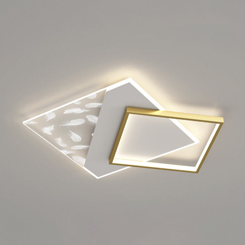 Moderne quadratische Deckenleuchte aus Metall mit 2 Leuchten für das Wohnzimmer