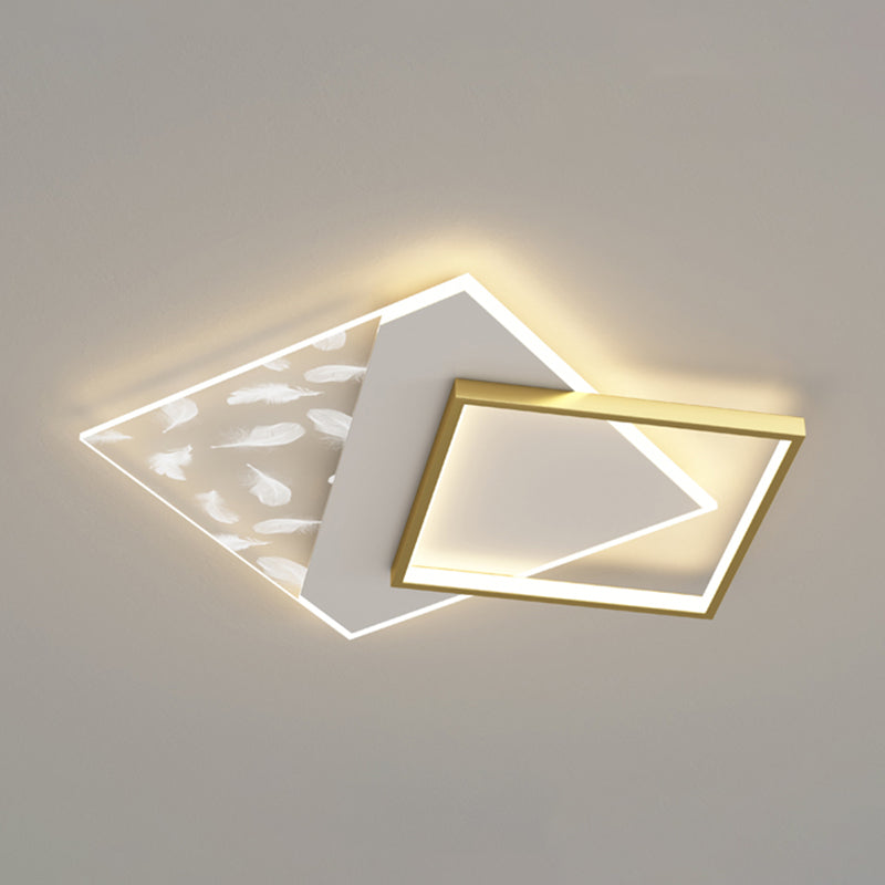 Modern Style Square Shape Ceiling Lamp Metal 2 Light Ceiling Lighting for Living Room