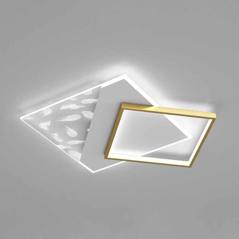Modern Style Square Shape Ceiling Lamp Metal 2 Light Ceiling Lighting for Living Room