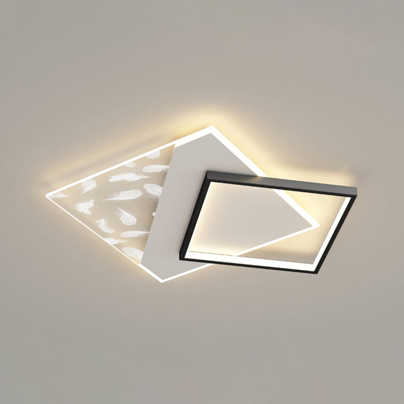 Moderne quadratische Deckenleuchte aus Metall mit 2 Leuchten für das Wohnzimmer