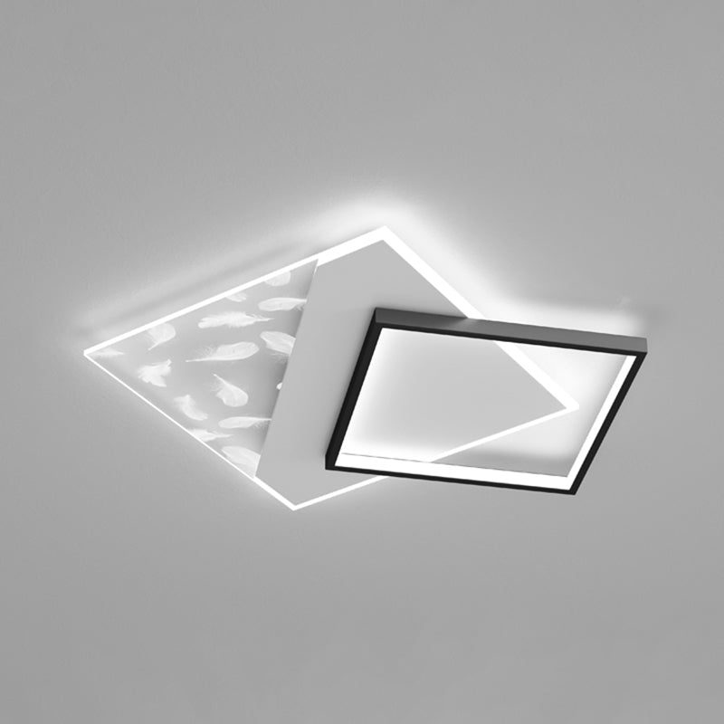 Moderne quadratische Deckenleuchte aus Metall mit 2 Leuchten für das Wohnzimmer